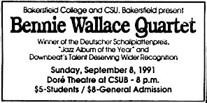 Bennie Wallace Quartet flyer